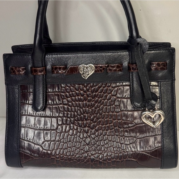 Brighton Black and Brown Croc-Embossed Satchel - Picture 2 of 11